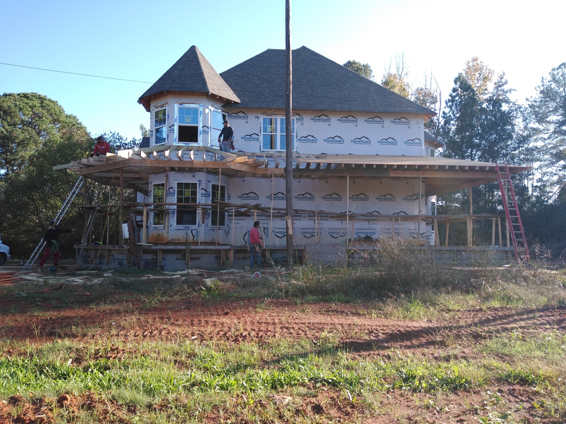 Porch roof structure and column detail