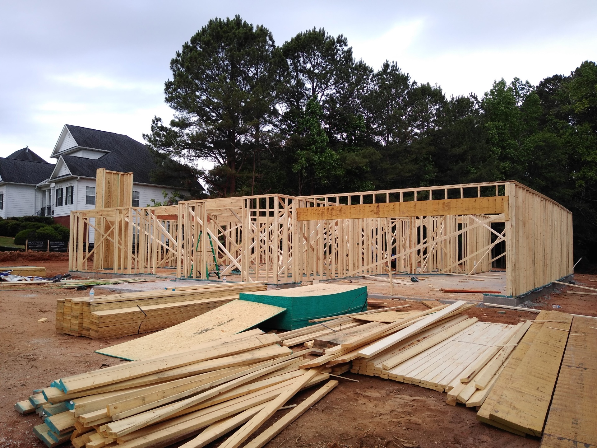 Exterior of the new build during construction