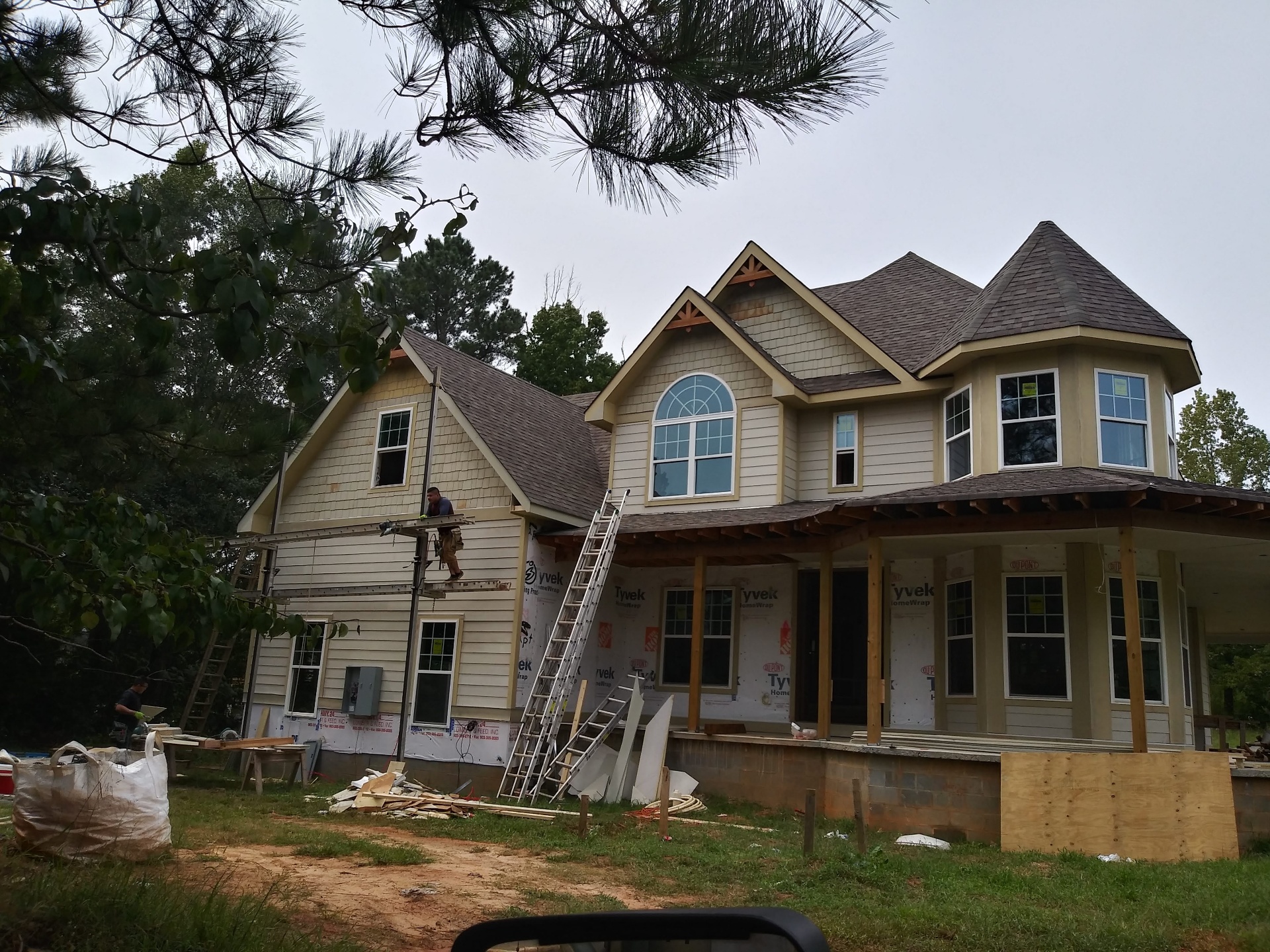 Roof framing and rafter layout in progress